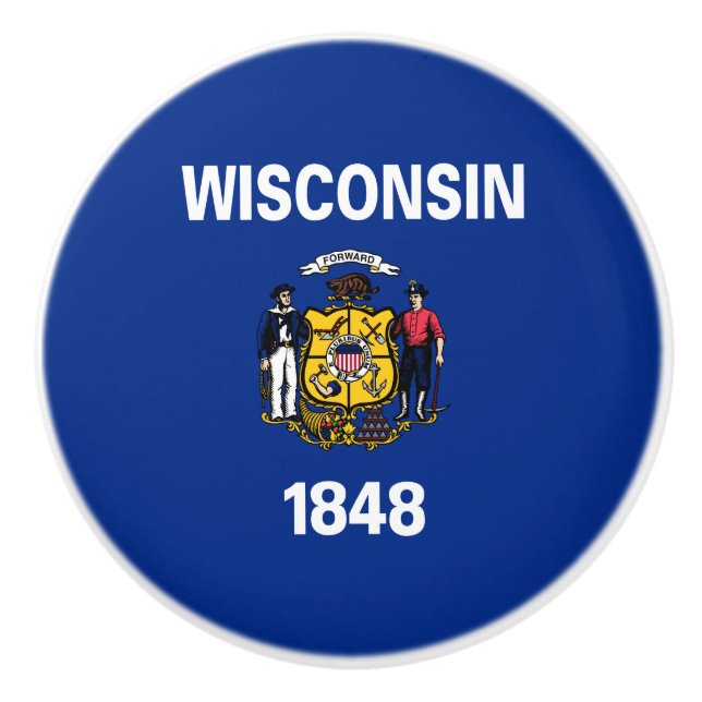 State Flag of Wisconsin Ceramic Knob (Front)