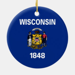 State Flag of Wisconsin Ceramic Ornament