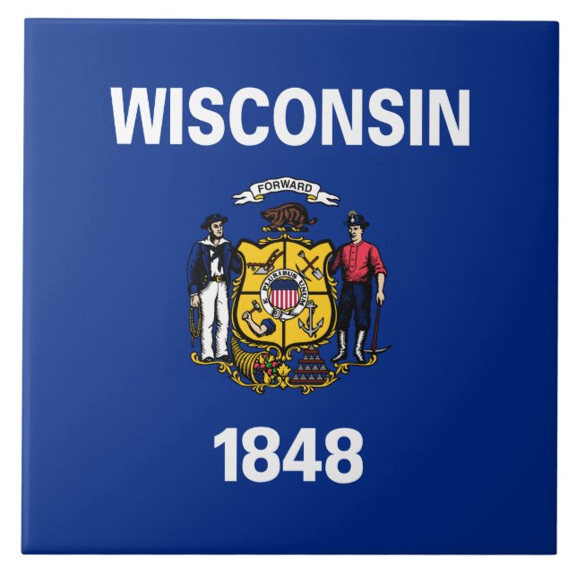 State Flag of Wisconsin Ceramic Tile (Front)