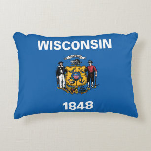 State Flag of Wisconsin, USA Decorative Cushion