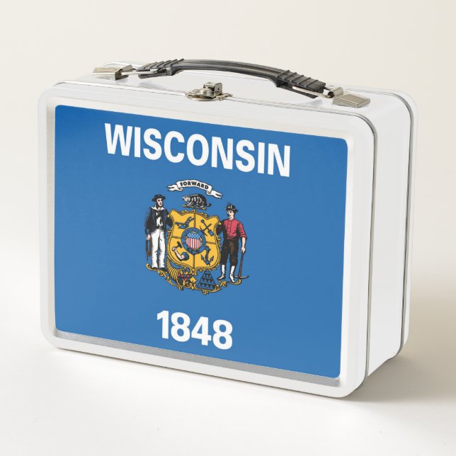 State Flag of Wisconsin, USA Metal Lunch Box (Front)