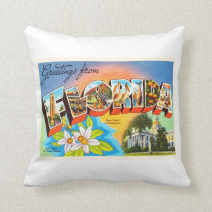 State Florida FL Old Vintage Travel Souvenir Cushion