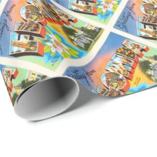 State Florida FL Old Vintage Travel Souvenir Wrapping Paper