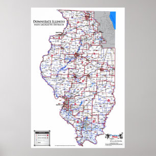 State Legislative Districts - Downstate Illinois Poster