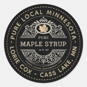State Name Black Silver and Gold Maple Syrup Label