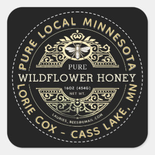 State Name Heraldic Bee Wildflower Honey Label