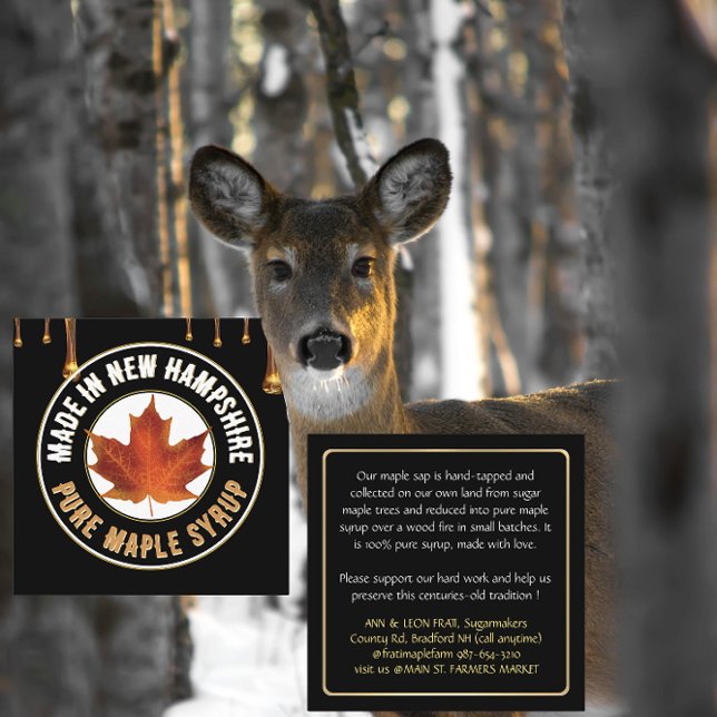 State Name MAPLE SYRUP BUSINESS CARD with drips (Creator Uploaded)