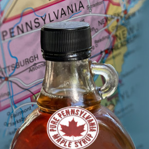 State Name with Red Leaf Maple Syrup Mini Label