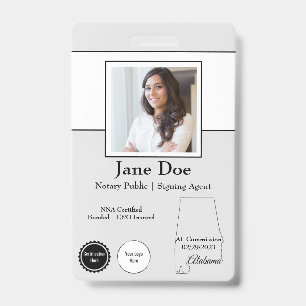 State of Alabama Notary Public Badge with QR Code ID Badge