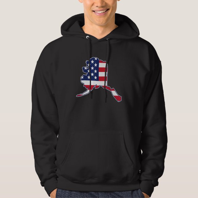 State of Alaska USA American Flag Patriotic Hoodie (Front)