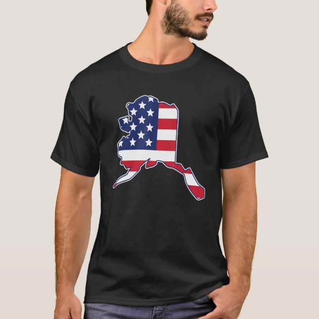 State of Alaska USA American Flag Patriotic T-Shirt (Front)