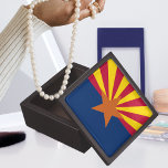 State of Arizona Flag Jewellery Box<br><div class="desc">Arizona State Flag has thirteen red and yellow rays on the top half, and blue on the lower half, with a copper star in the centre. Adopted on February 27, 1917. This looks good on any product and makes a wonderful travel keepsake. ⭐PERSONALIZE this template with your artwork. ⭐EDIT it...</div>
