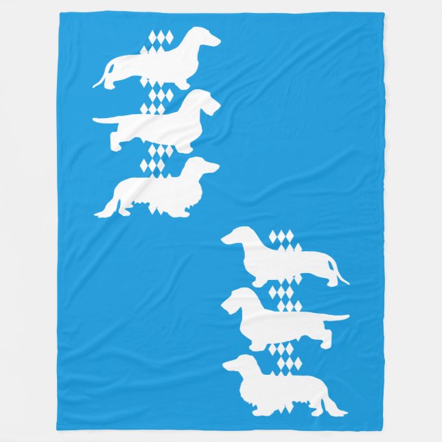 State Of Bavaria - 3 Different German Dachshunds Fleece Blanket (Front)