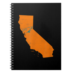 State Of Calinia With Shark Swimming Near San Jose Notebook