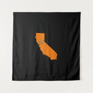 State Of Calinia With Shark Swimming Near San Jose Tapestry