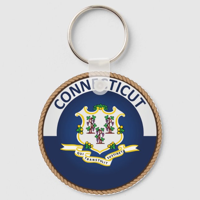 State of Connecticut Flag Seal Key Ring (Front)