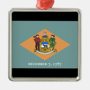 State of Delaware Flag Metal Ornament
