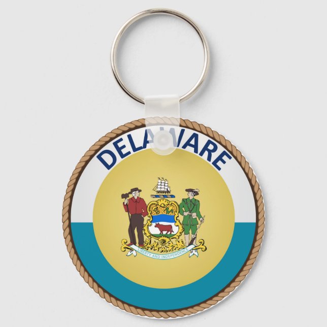 State of Delaware Flag Seal Key Ring (Front)