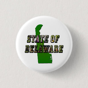 State of Delaware Picture Text and Map 3 Cm Round Badge