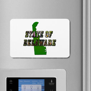 State of Delaware Picture Text and Map Magnet
