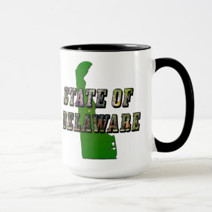 State of Delaware Picture Text & Map Outline Mug