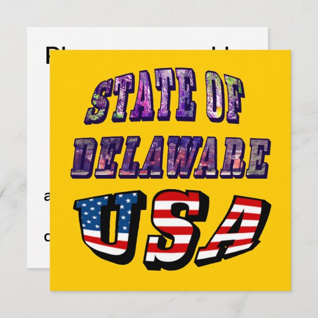 State of Delaware USA Photo & Flag Text Invitation (Front/Back)