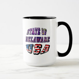 State of Delaware USA Photo & Flag Text Mug