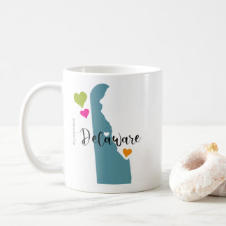 State of Delaware with Hearts Coffee Mug