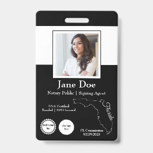 State of Florida Notary Public Badge with QR Code ID Badge