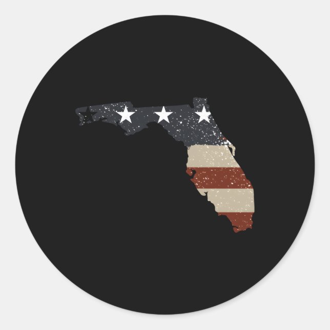 State Of Florida Patriotic Usa Flag For Classic Round Sticker (Front)