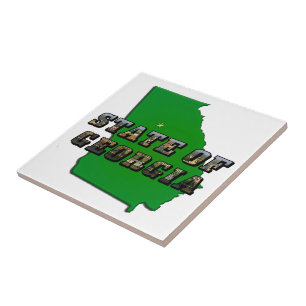 State of Georgia Map and Picture Text Tile