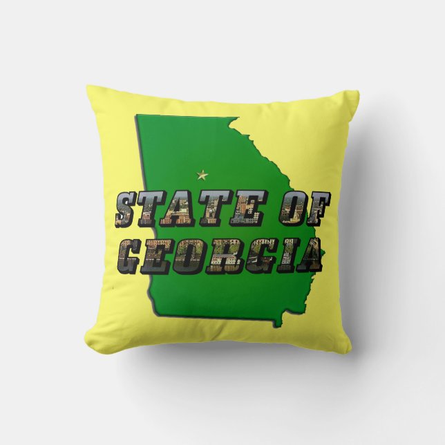 State of Georgia Map Outline and Picture Text Cushion (Front)