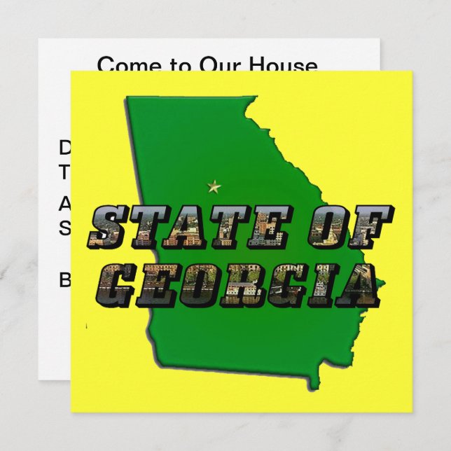 State of Georgia Map Outline and Picture Text Invitation (Front/Back)
