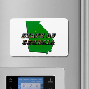 State of Georgia Map Outline and Picture Text Magnet