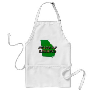 State of Georgia Map Outline and Picture Text Standard Apron