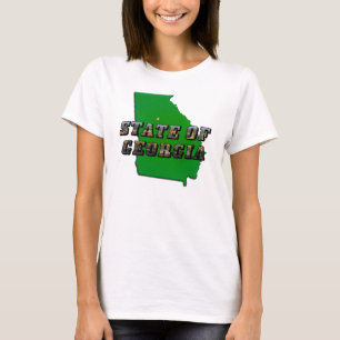 State of Georgia Map Outline and Picture Text T-Shirt