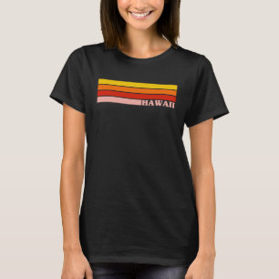 State of Hawaii  Colourful 70s Style Retro Stripes T-Shirt