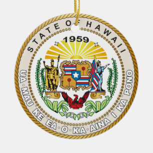State of Hawaii Great seal Ceramic Tree Decoration