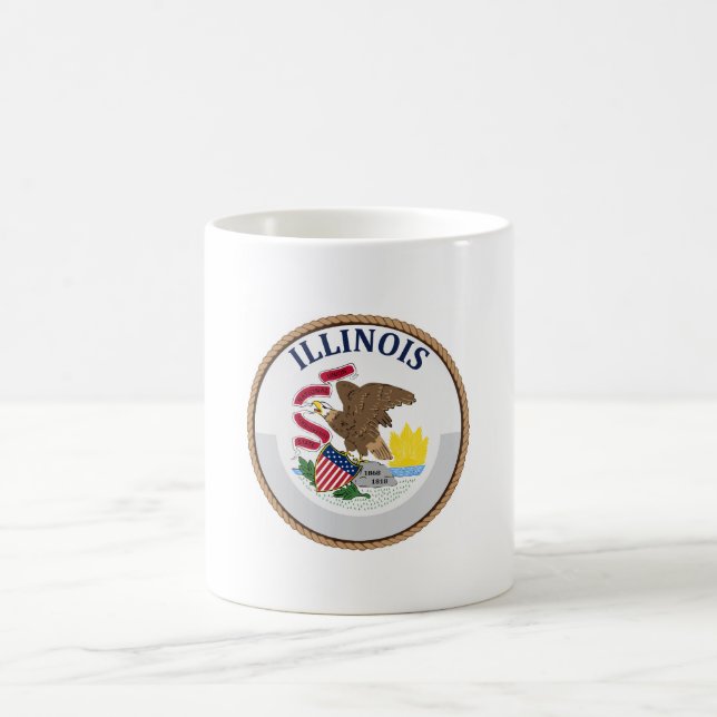 State of Illinois Flag Seal Coffee Mug (Center)