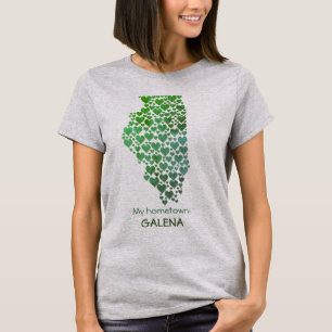 State of Illinois Silhouette Hearts & Hometown T-Shirt
