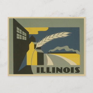 State of Illinois vintage illustration Postcard