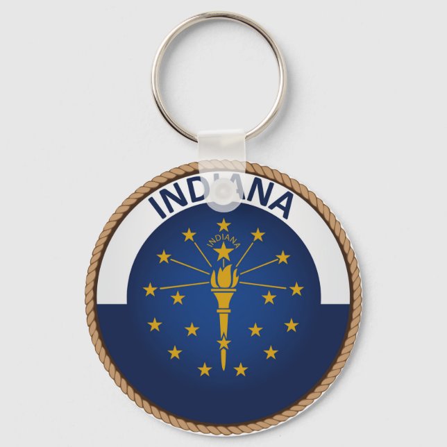 State of Indiana Flag Seal Key Ring (Front)