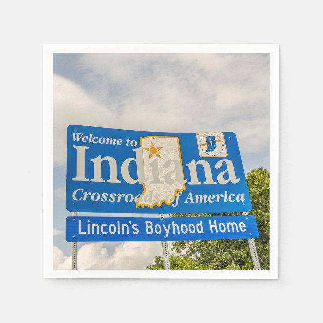 State of Indiana Welcome Sign Napkin (Front)