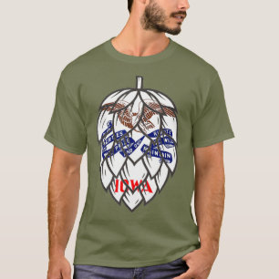State of Iowa Flag Craft Beer Hop Cone T-Shirt