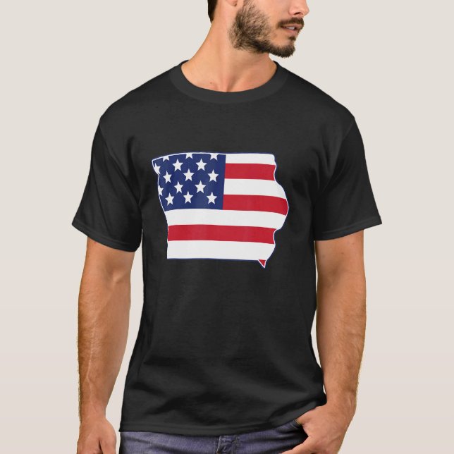 State of Iowa USA American Flag Patriotic T-Shirt (Front)