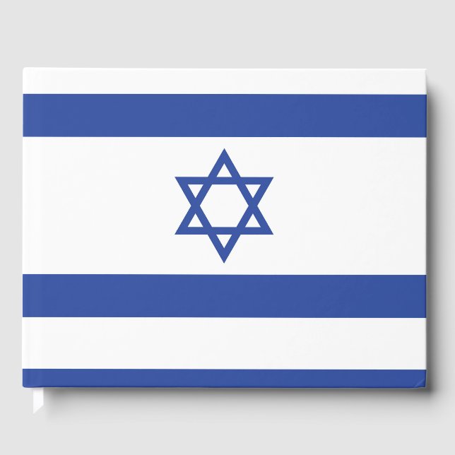 State of Israel Flag, Star of David Judaism Jewish Guest Book (Front)