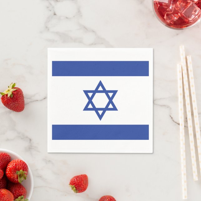 State of Israel Flag, Star of David Judaism Jewish Napkin (Insitu)