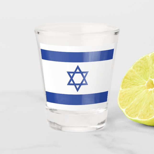 State of Israel Flag, Star of David Judaism Jewish Shot Glass (Front)