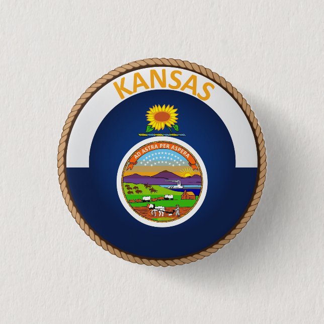 State of Kansas Flag Seal Button (Front)