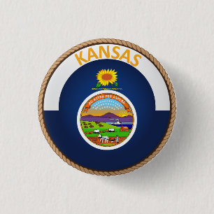 State of Kansas Flag Seal Button